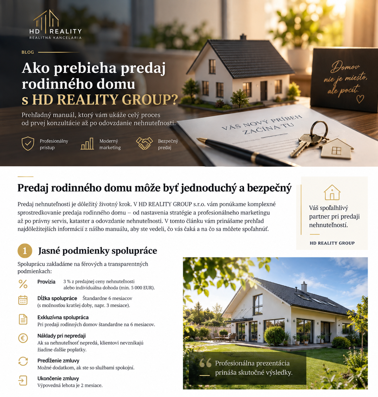 Ako prebieha predaj rodinného domu s HD REALITY GROUP?